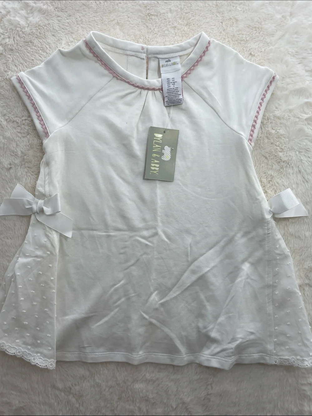 SALE! 25% Off NWT Dylan & Abby Girls White Top and Pink Stripe Leggings Set 5T